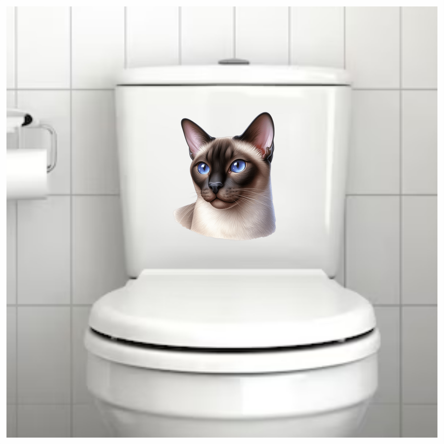Brown Cat Siamese Blue Eyes Vinyl Sticker Decal