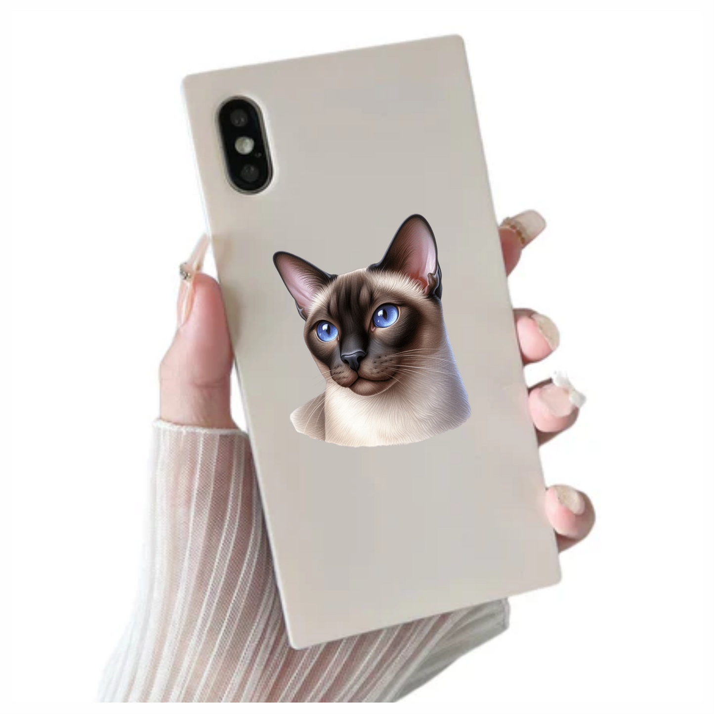Brown Cat Siamese Blue Eyes Vinyl Sticker Decal