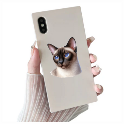 Brown Cat Siamese Blue Eyes Vinyl Sticker Decal