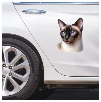 Brown Cat Siamese Blue Eyes Vinyl Sticker Decal