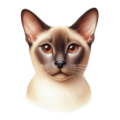 Brown Cat Siamese Face Portrait Vinyl Sticker Decal