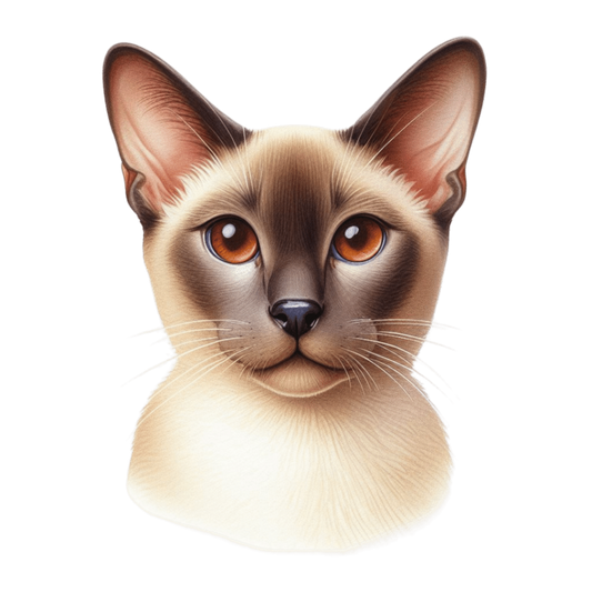 Brown Cat Siamese Face Portrait Vinyl Sticker Decal