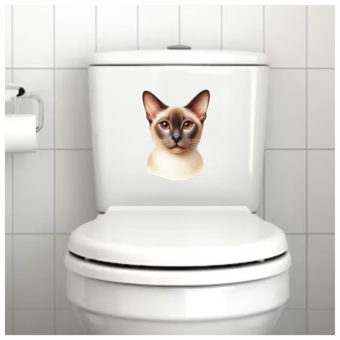 Brown Cat Siamese Face Portrait Vinyl Sticker Decal