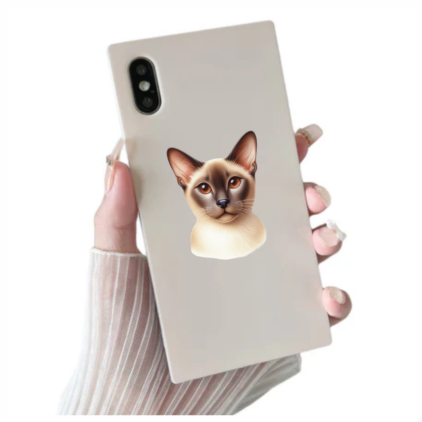 Brown Cat Siamese Face Portrait Vinyl Sticker Decal