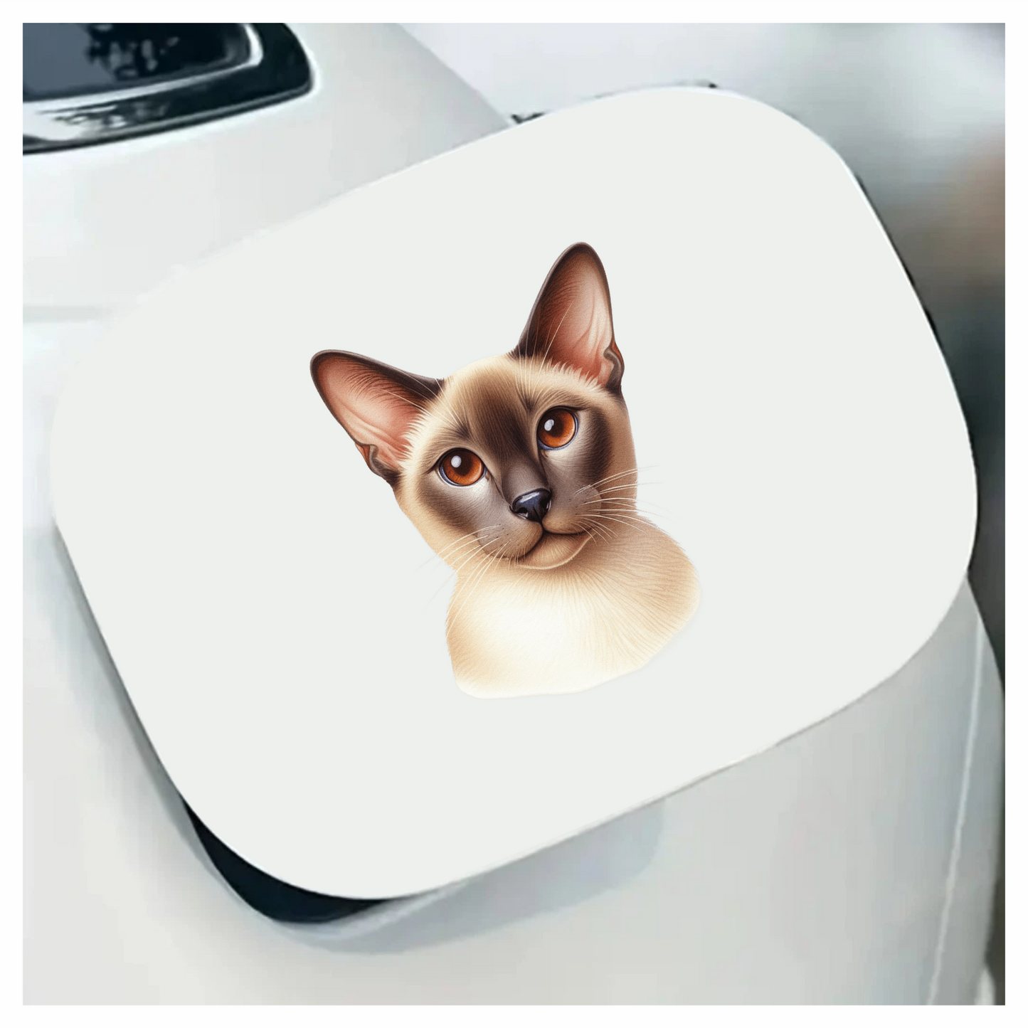Brown Cat Siamese Face Portrait Vinyl Sticker Decal