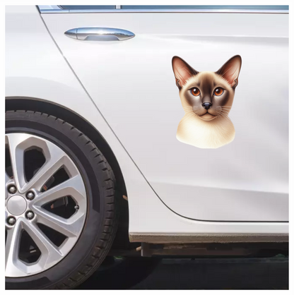 Brown Cat Siamese Face Portrait Vinyl Sticker Decal