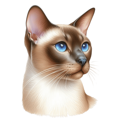 Brown Cat Siamese Blue Eyes Vinyl Sticker Decal