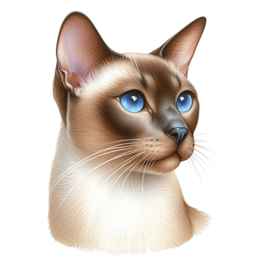 Brown Cat Siamese Blue Eyes Vinyl Sticker Decal