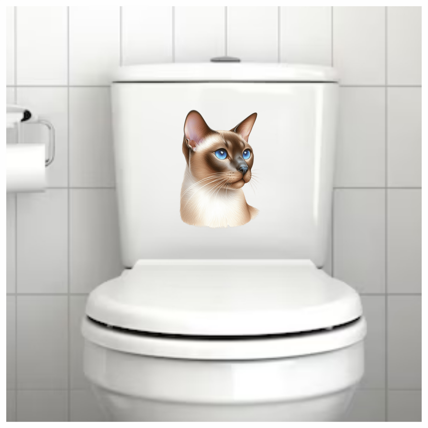Brown Cat Siamese Blue Eyes Vinyl Sticker Decal