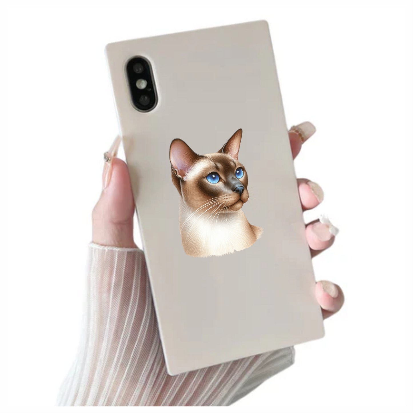 Brown Cat Siamese Blue Eyes Vinyl Sticker Decal