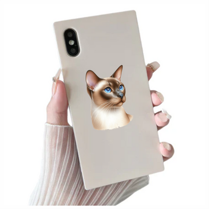 Brown Cat Siamese Blue Eyes Vinyl Sticker Decal