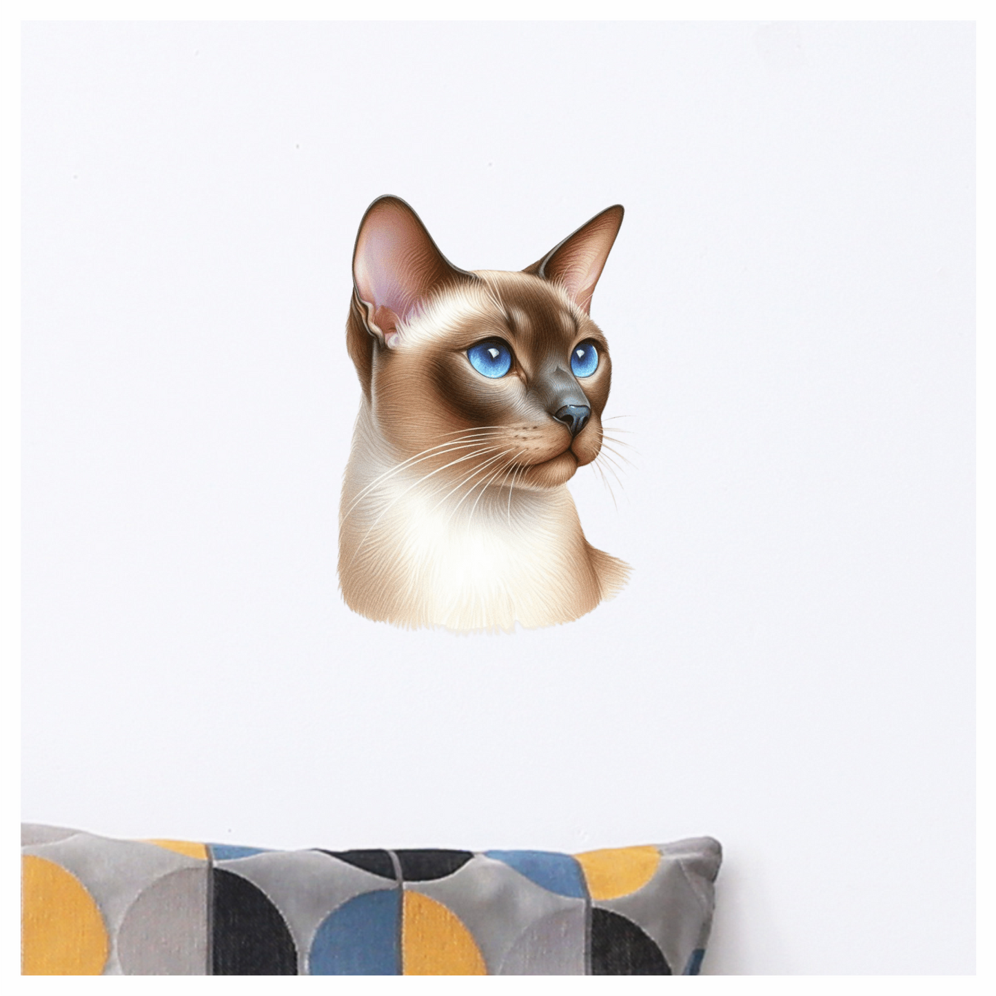 Brown Cat Siamese Blue Eyes Vinyl Sticker Decal
