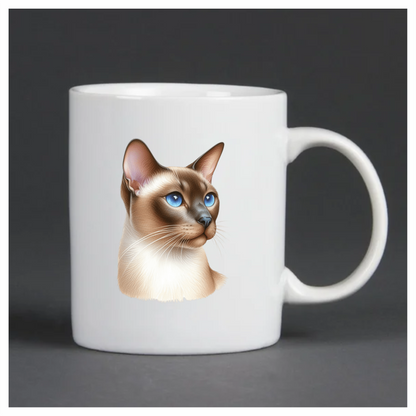 Brown Cat Siamese Blue Eyes Vinyl Sticker Decal
