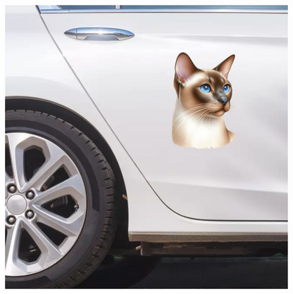 Brown Cat Siamese Blue Eyes Vinyl Sticker Decal