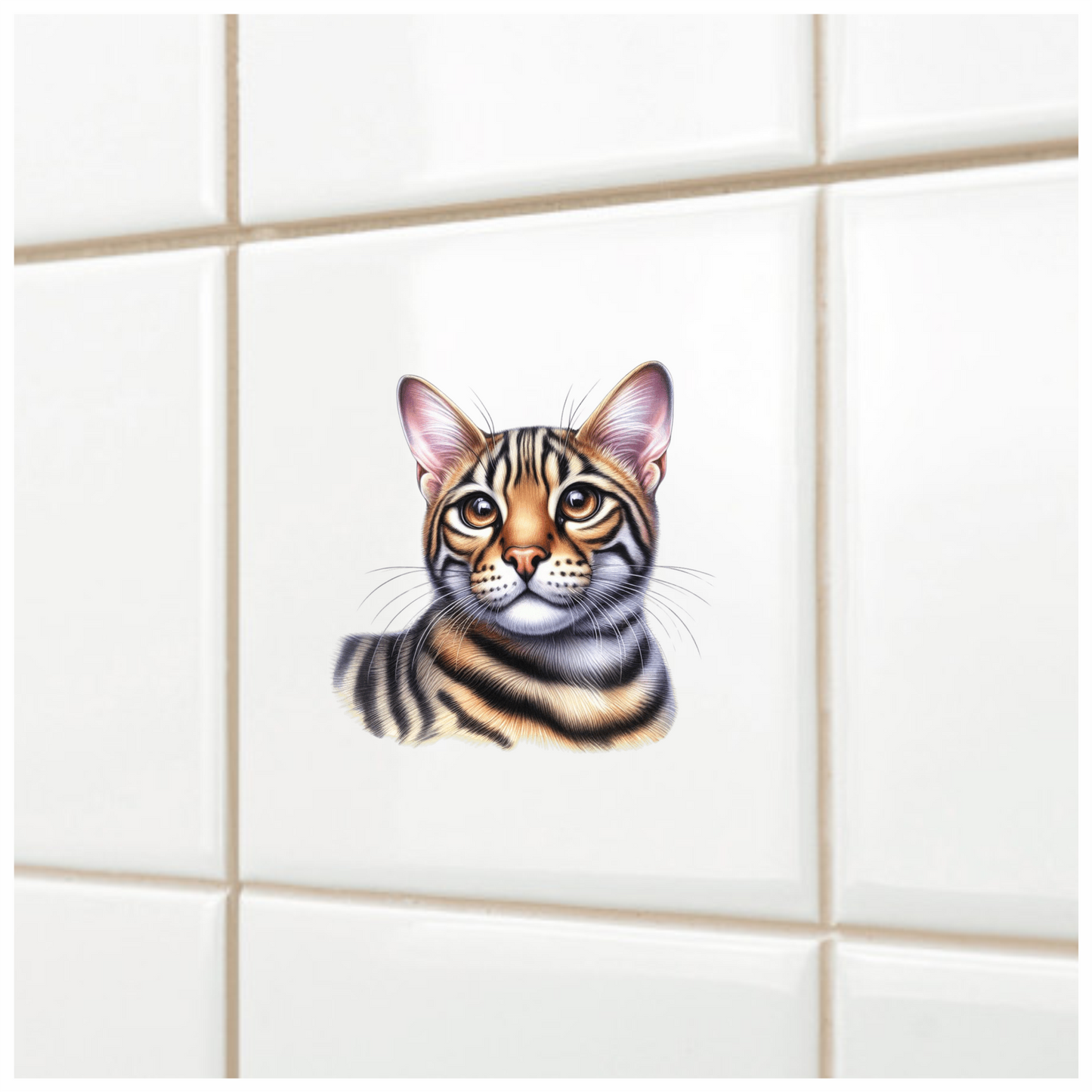 Brown Tabby Cat Bengal Vinyl Sticker Decal