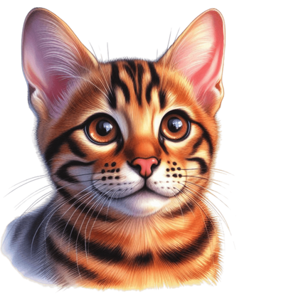 Orange Cat Bengal Kitten Face Vinyl Sticker Decal