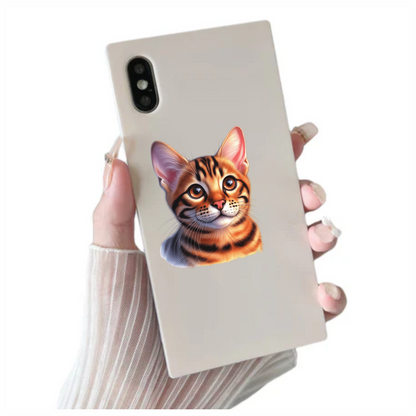 Orange Cat Bengal Kitten Face Vinyl Sticker Decal