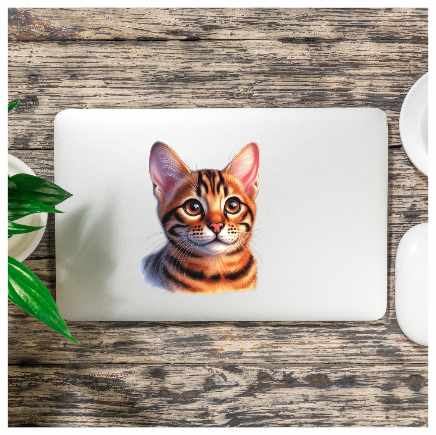 Orange Cat Bengal Kitten Face Vinyl Sticker Decal