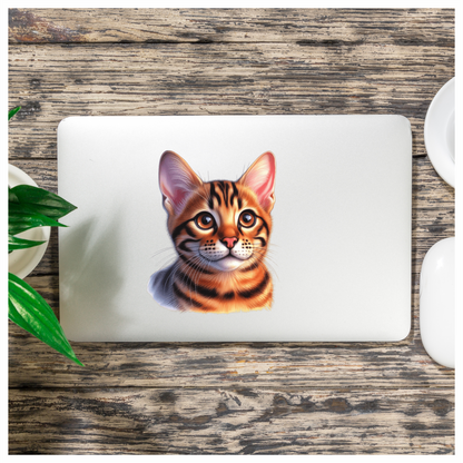 Orange Cat Bengal Kitten Face Vinyl Sticker Decal
