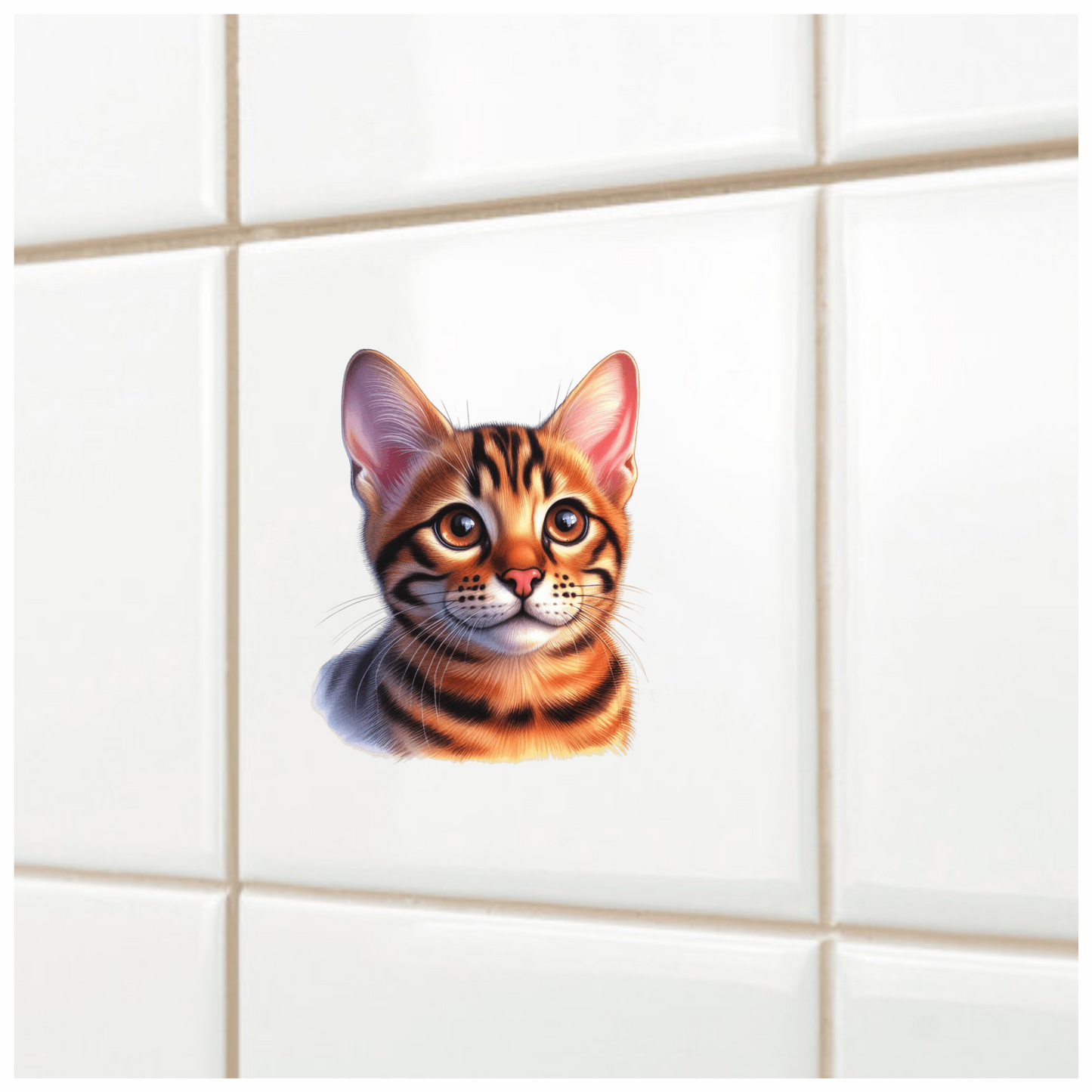 Orange Cat Bengal Kitten Face Vinyl Sticker Decal