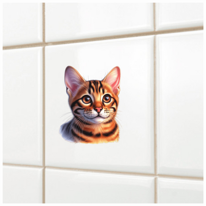 Orange Cat Bengal Kitten Face Vinyl Sticker Decal