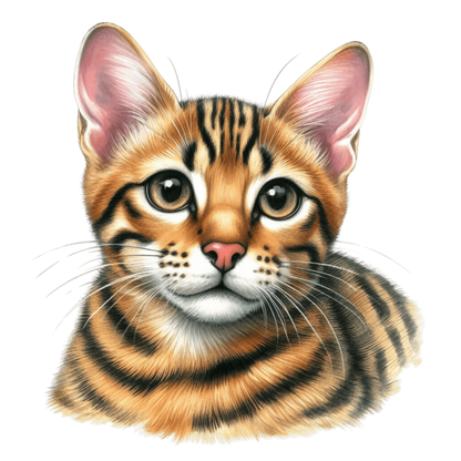 Brown Cat Bengal Kitten Portrait Vinyl Sticker Decal