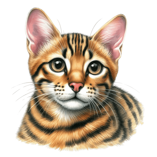 Brown Cat Bengal Kitten Portrait Vinyl Sticker Decal