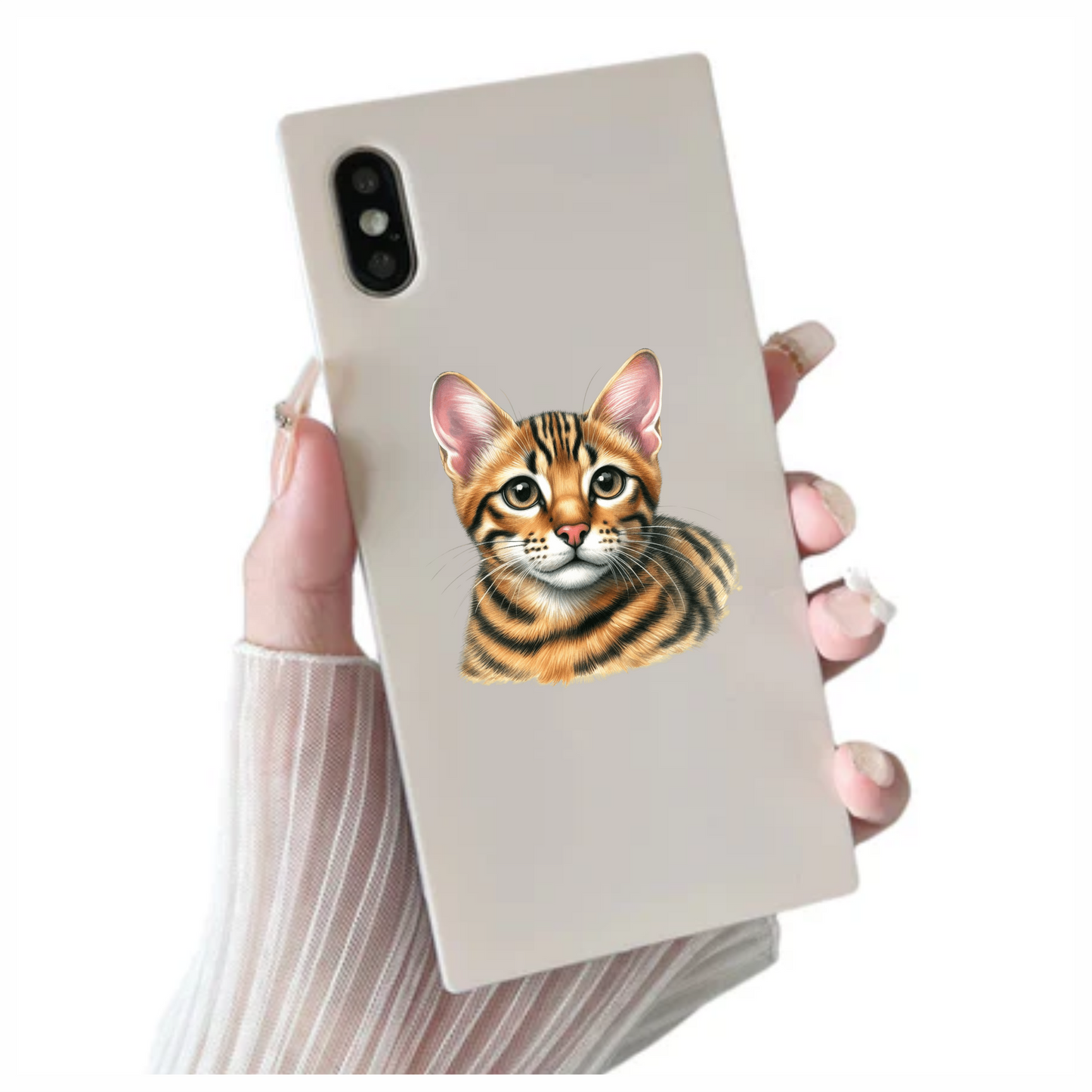 Brown Cat Bengal Kitten Portrait Vinyl Sticker Decal