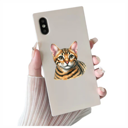 Brown Cat Bengal Kitten Portrait Vinyl Sticker Decal