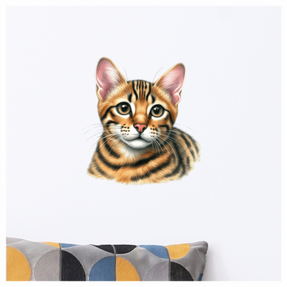 Brown Cat Bengal Kitten Portrait Vinyl Sticker Decal