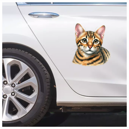 Brown Cat Bengal Kitten Portrait Vinyl Sticker Decal