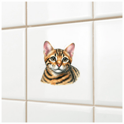 Brown Cat Bengal Kitten Portrait Vinyl Sticker Decal