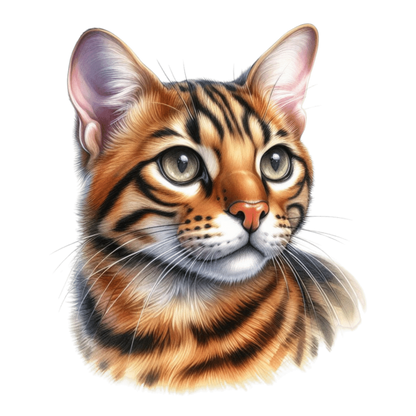 Brown Cat Bengal Portrait Realistic Vinyl Sticker Decal