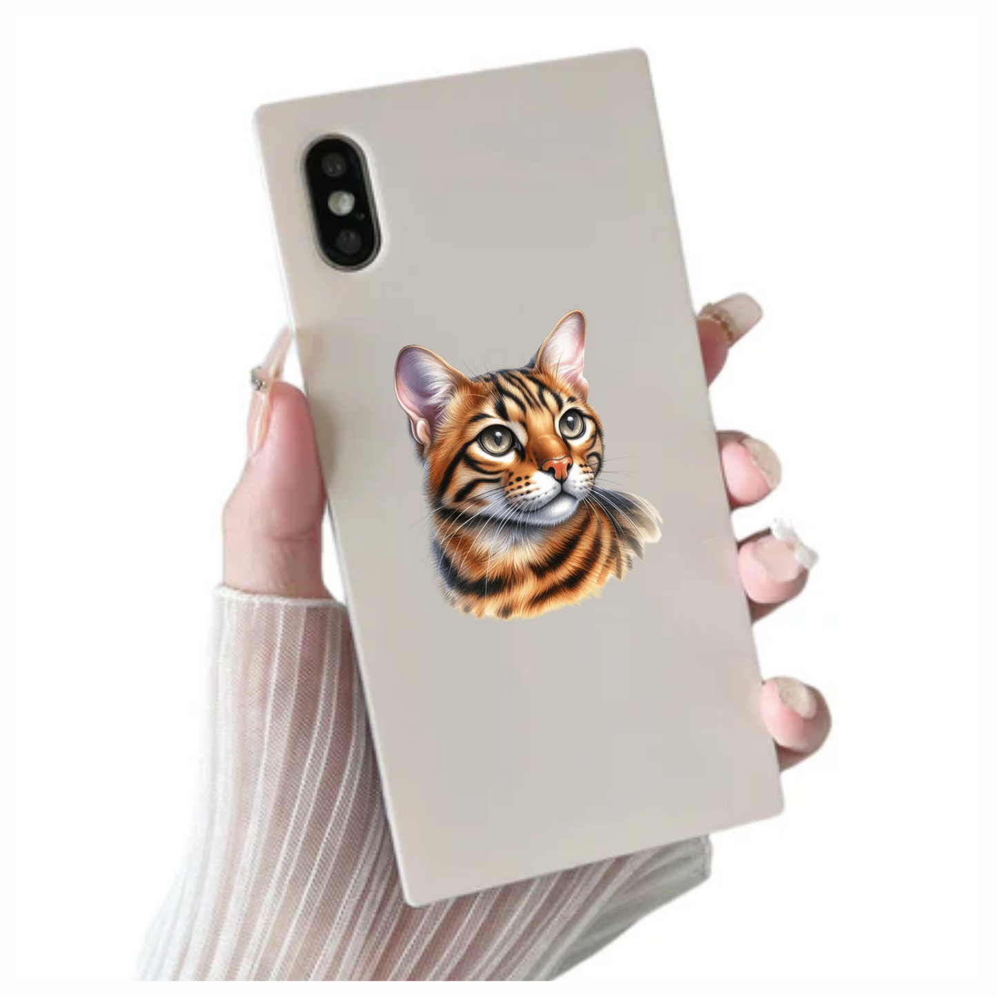 Brown Cat Bengal Portrait Realistic Vinyl Sticker Decal