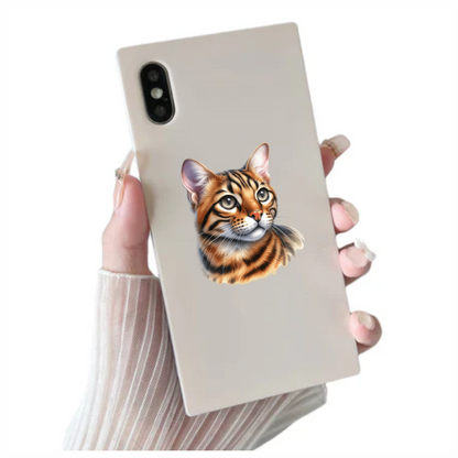 Brown Cat Bengal Portrait Realistic Vinyl Sticker Decal