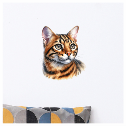 Brown Cat Bengal Portrait Realistic Vinyl Sticker Decal