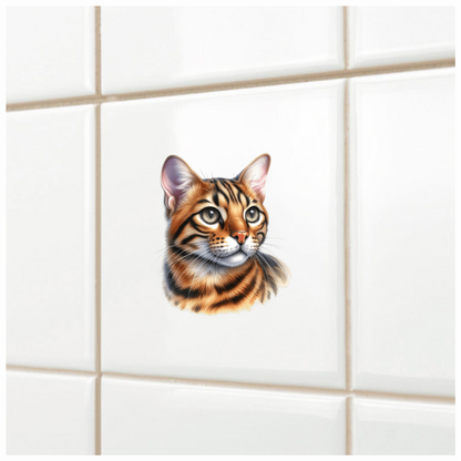 Brown Cat Bengal Portrait Realistic Vinyl Sticker Decal