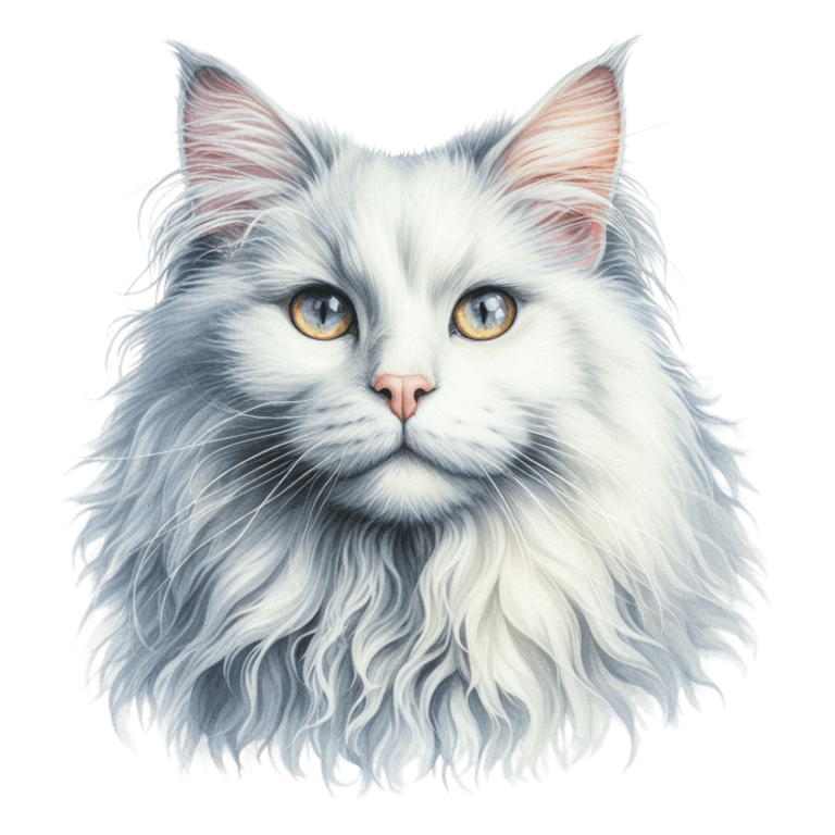 White Cat Mainecoon Face Portrait Vinyl Sticker Decal