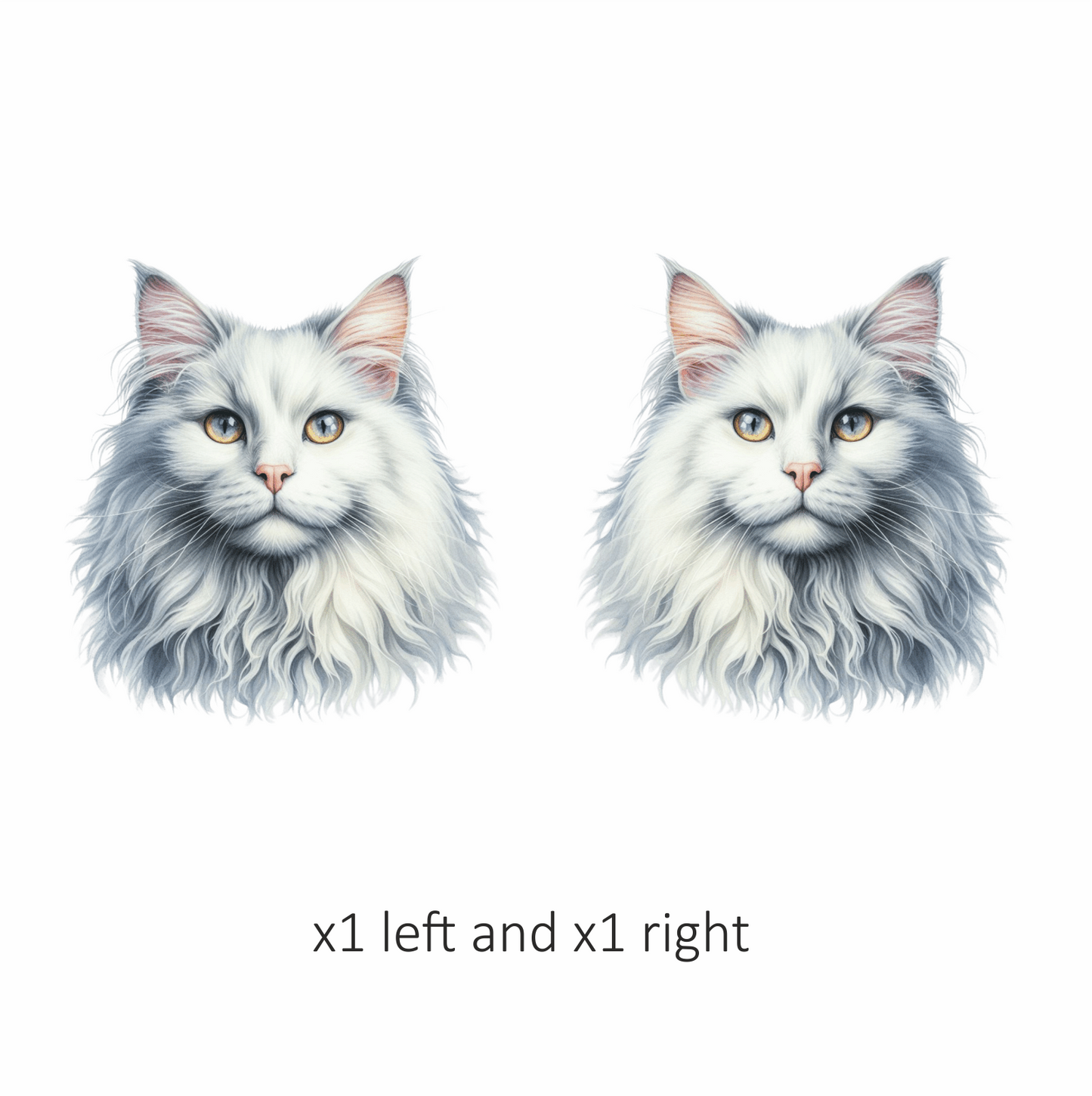 White Cat Mainecoon Face Portrait Vinyl Sticker Decal