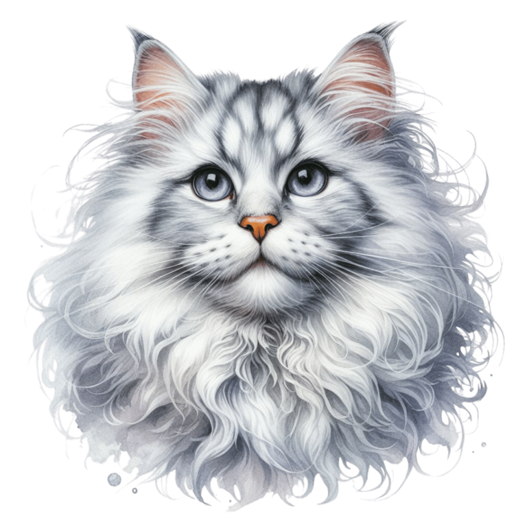 White Fluffy Cat Mainecoon Portrait Vinyl Sticker Decal