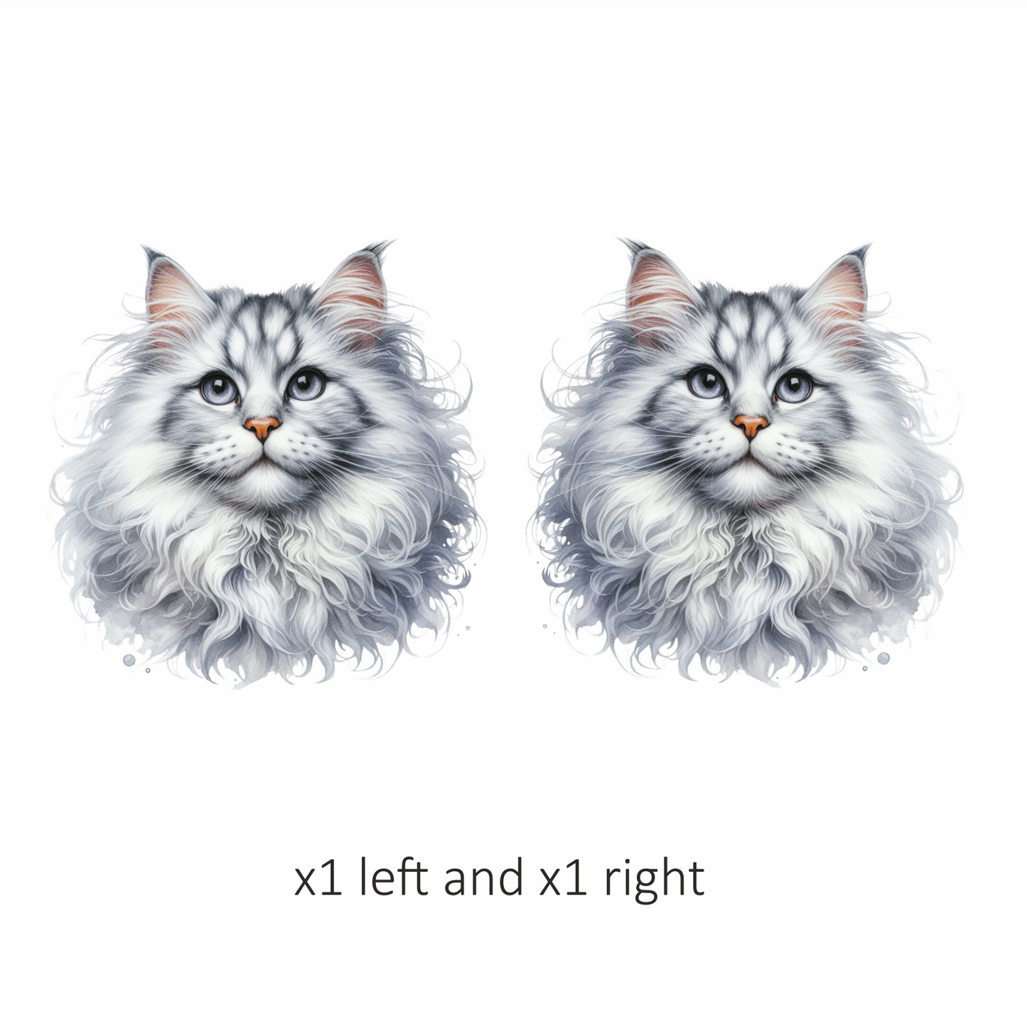 White Fluffy Cat Mainecoon Portrait Vinyl Sticker Decal