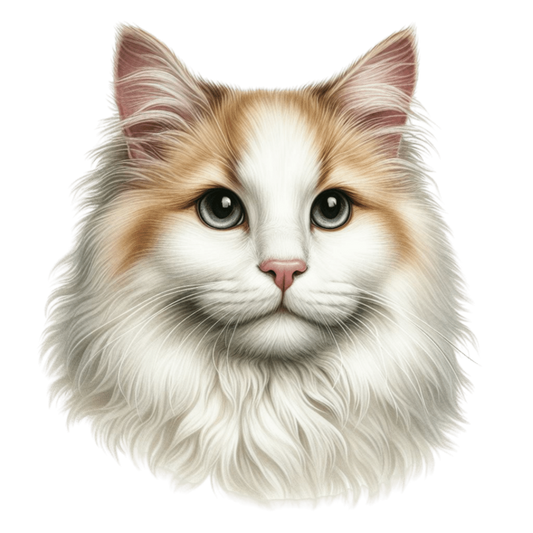 White Orange Cat Longhair Portrait Vinyl Sticker Decal