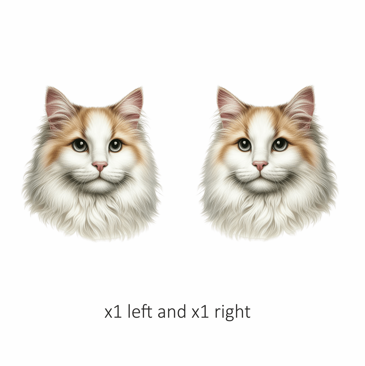 White Orange Cat Longhair Portrait Vinyl Sticker Decal