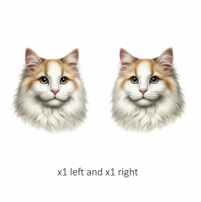 White Orange Cat Longhair Portrait Vinyl Sticker Decal