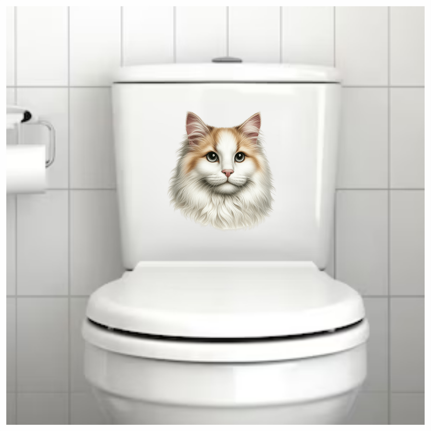 White Orange Cat Longhair Portrait Vinyl Sticker Decal