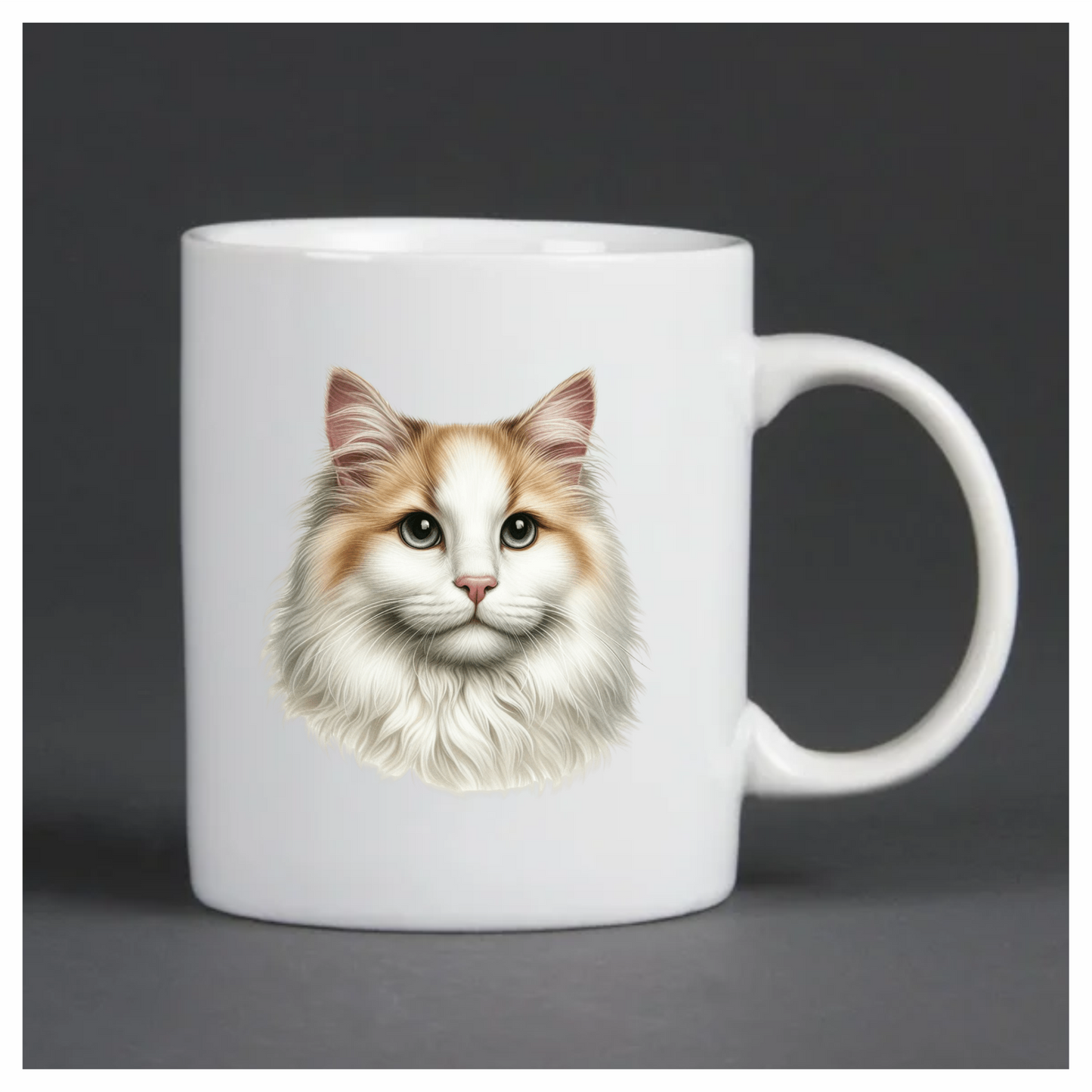 White Orange Cat Longhair Portrait Vinyl Sticker Decal
