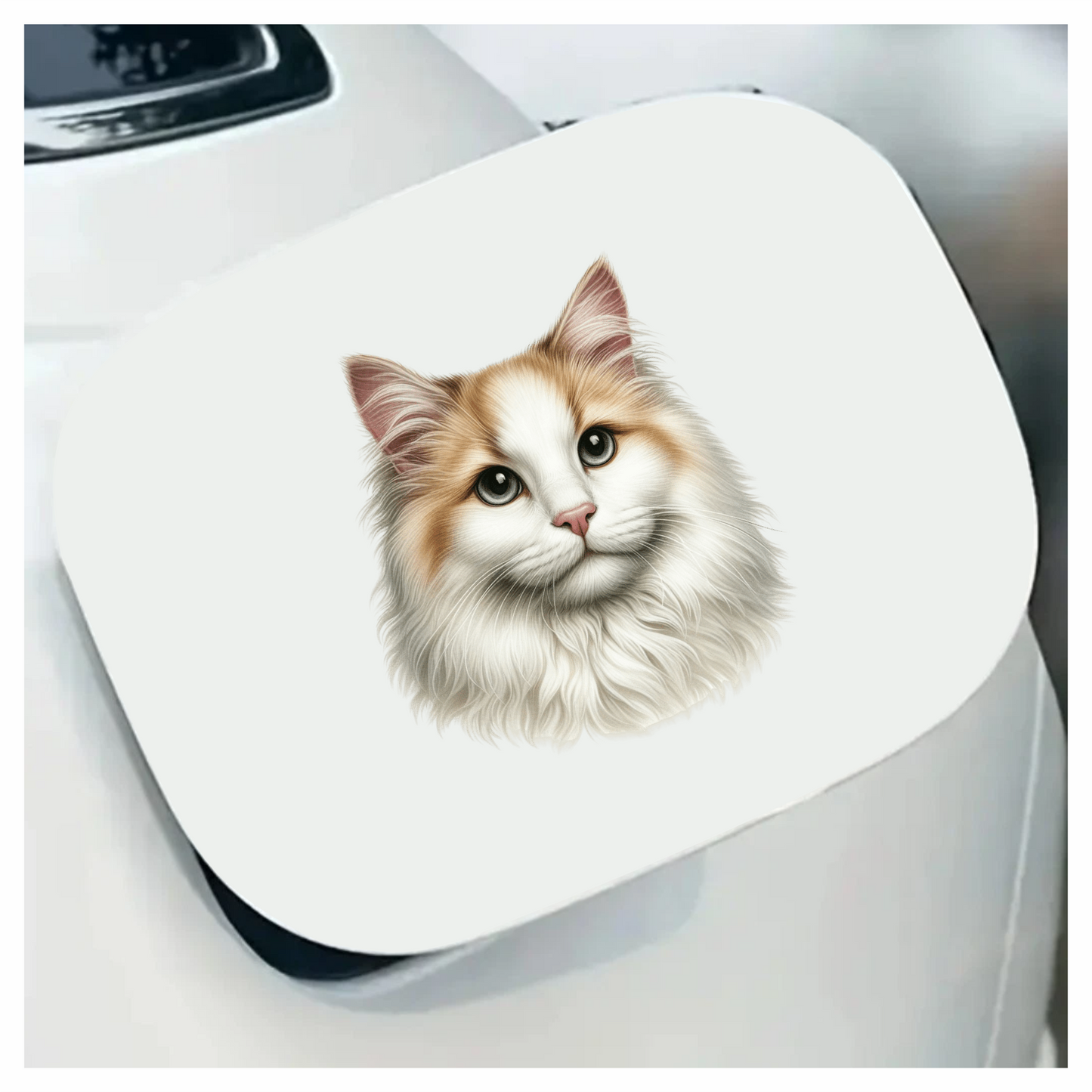 White Orange Cat Longhair Portrait Vinyl Sticker Decal