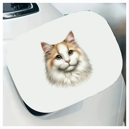 White Orange Cat Longhair Portrait Vinyl Sticker Decal