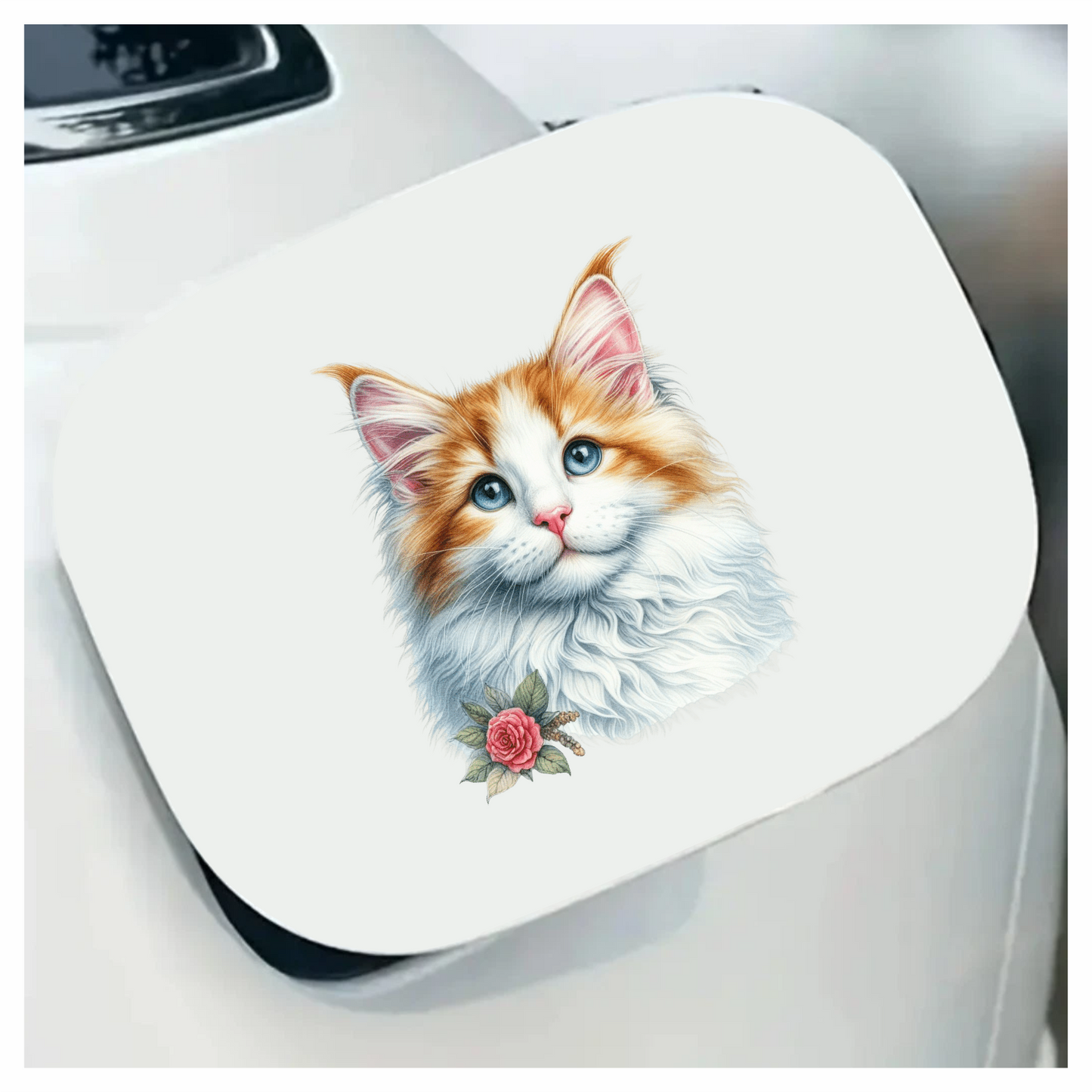Orange White Cat Mainecoon Flower Vinyl Sticker Decal