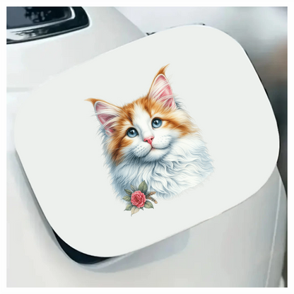 Orange White Cat Mainecoon Flower Vinyl Sticker Decal